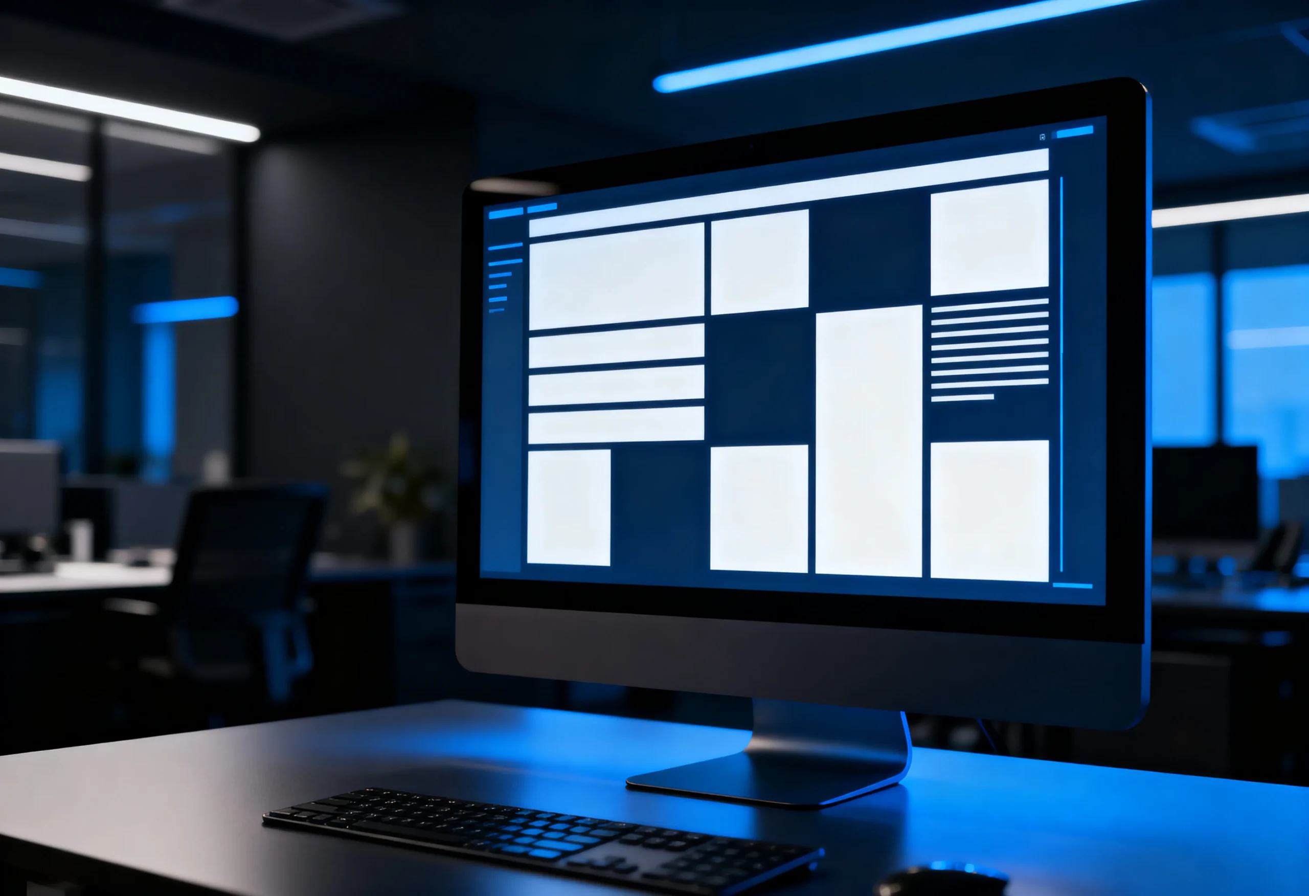 Website page layout planned on a desktop screen
