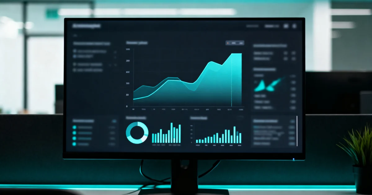 Marketing performance dashboard with traffic charts